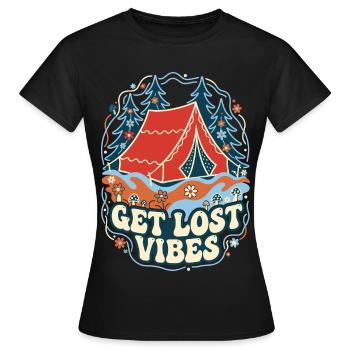 Get Lost Vibes Retro Camping - Frauen T-Shirt - Schwarz - Vorne - AI Model Female 172 dark (172cm)