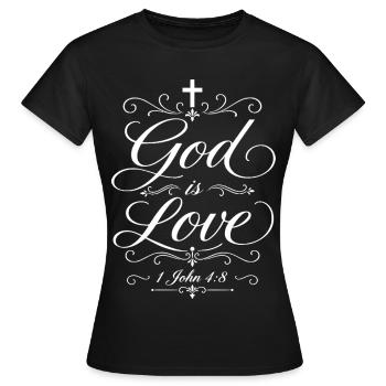Dieu est amour - 1 Jean 4:8 - T-shirt Femme - noir - Devant - AI Model Female 172 dark (172cm)