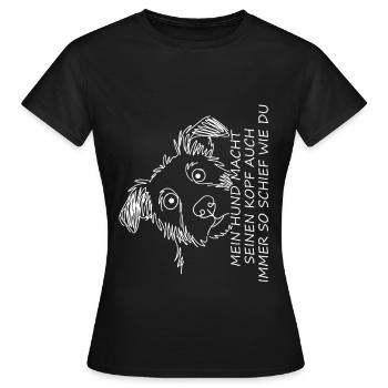 Hundeporträt mit lustigem Spruch - Frauen T-Shirt - Schwarz - Vorne - AI Model Female 172 dark (172cm)