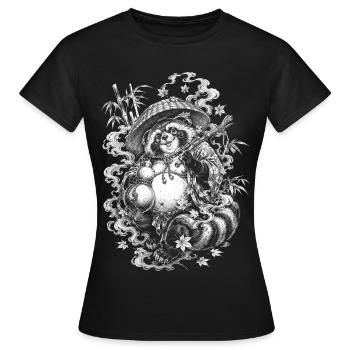 Tanuki japonais dans le style de tatouage Irezumi - T-shirt Femme - noir - Devant - AI Model Female 172 dark (172cm)