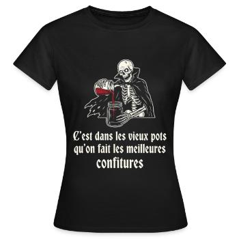 Squelette gourmet des vieux pots - T-shirt Femme - noir - Devant - AI Model Female 172 dark (172cm)
