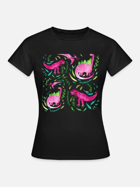 Rosa Dinosaurier für Mädchen Geschenk - Frauen T-Shirt - Schwarz