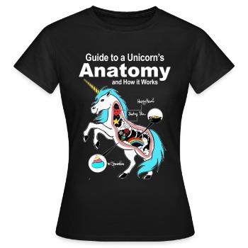 Guide To A Unicorn's Anatomy - T-shirt Femme - noir - Devant - AI Model Female 172 dark (172cm)