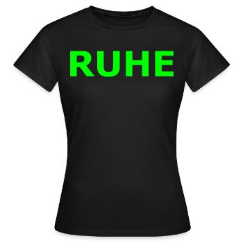 RUHE - Frauen T-Shirt - Schwarz - Vorne - AI Model Female 172 dark (172cm)