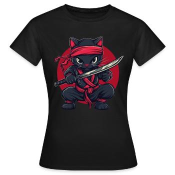 Cat Ninja - Women's T-Shirt - black - Front - AI Model Female 172 dark (172cm)