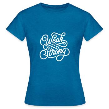 La Bible Verse Christin Fort Faible Cadeau - T-shirt Femme - bleu saphir antique chiné - Devant - AI Model Female 172 dark (172cm)