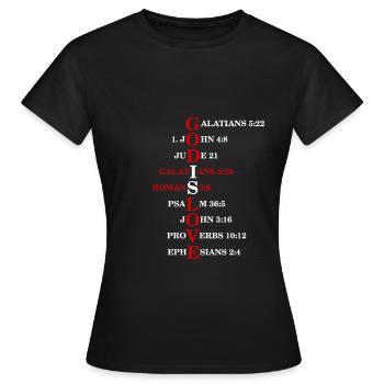 Versets bibliques dieu est amour jésus chemise cadeau - T-shirt Femme - noir - Devant - AI Model Female 172 dark (172cm)