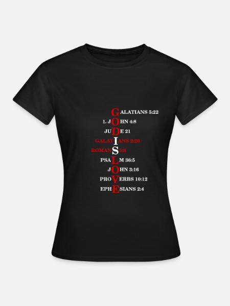 Versets bibliques dieu est amour jésus chemise cadeau - T-shirt Femme - noir