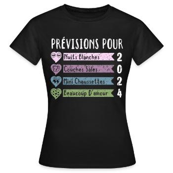 Grossesse Prévisions Pour 2024 Future Maman cadeau - T-shirt Femme - noir - Devant - AI Model Female 172 dark (172cm)