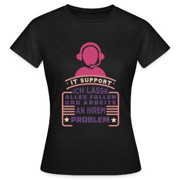 Umriss Eines Call-Center-Mitarbeiter - Frauen T-Shirt - Schwarz - Vorne - AI Model Female 172 dark (172cm)