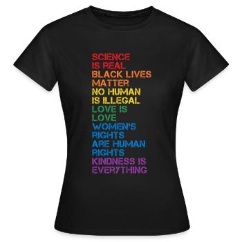 Wissenschaft ist echte schwarze Lebenssache LGBT Pride BLM - Frauen T-Shirt - Schwarz - Vorne - AI Model Female 172 dark (172cm)