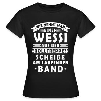 Ossi Wessi GDR FRG blague idée cadeau fierté est - T-shirt Femme - noir - Devant - AI Model Female 172 dark (172cm)