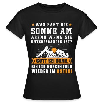 Ossi Wessi DDR BRD Witz Geschenkidee Osten Stolz - Frauen T-Shirt - Schwarz - Vorne - AI Model Female 172 dark (172cm)
