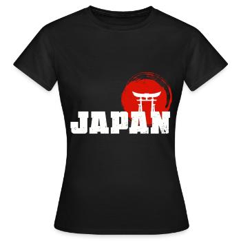 Drapeau japonais et sanctuaire - T-shirt Femme - noir - Devant - AI Model Female 172 dark (172cm)