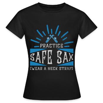 Practice Safe Sax - Saxophone - Women's T-Shirt - black - Front - AI Model Female 172 dark (172cm)