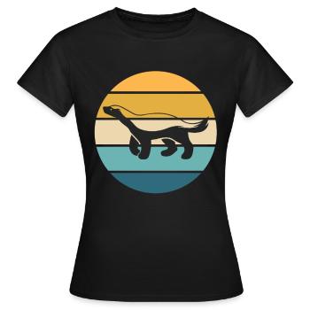 Retro Honigdachs Vintage Honigdachs - Frauen T-Shirt - Schwarz - Vorne - AI Model Female 172 dark (172cm)