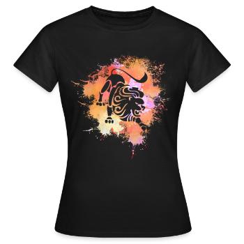 Lion Signe astrologique Horoscope Astrologie - T-shirt Femme - noir - Devant - AI Model Female 172 dark (172cm)