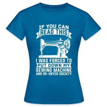 Sewing Sewing Machine Closer Tailor - Women's T-Shirt - antique blue sapphire heather - Front - AI Model Female 172 dark (172cm)