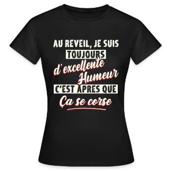 Citation drôle mauvaise humeur matin réveil humour - T-shirt Femme - noir - Devant - AI Model Female 172 dark (172cm)