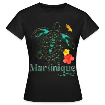 Martinique 972 Tropical Hibiscus Sea Turtle - Women's T-Shirt - black - Front - AI Model Female 172 dark (172cm)