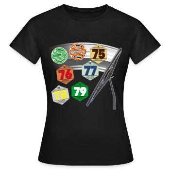 Autoaufkleber 70er 1970er Jahre Souvenir - Frauen T-Shirt - Schwarz - Vorne - AI Model Female 172 dark (172cm)