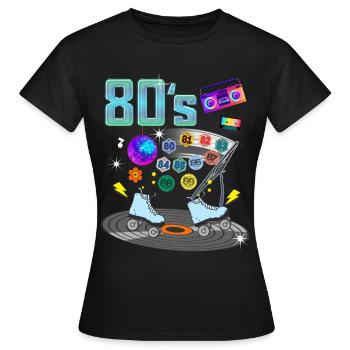 Années 80 Vintage Vignette Auto Cassette - T-shirt Femme - noir - Devant - AI Model Female 172 dark (172cm)