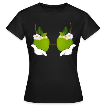 Kokosnuss-BH Tropischer Hibiskus - Frauen T-Shirt - Schwarz - Vorne - AI Model Female 172 dark (172cm)