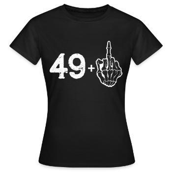 50 Jahre Mittelfinger Rockgitarre - Frauen T-Shirt - Schwarz - Vorne - AI Model Female 172 dark (172cm)