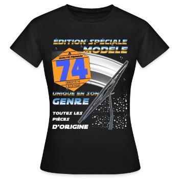 Vignette Auto 74 Années 70 Vintage Homme Ou Femme - T-shirt Femme - noir - Devant - AI Model Female 172 dark (172cm)