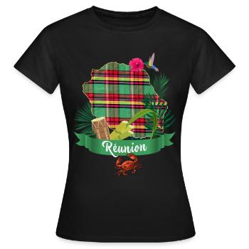 Reunion Colibird Hibiskus Tropical Weiblich Männchen - Frauen T-Shirt - Schwarz - Vorne - AI Model Female 172 dark (172cm)
