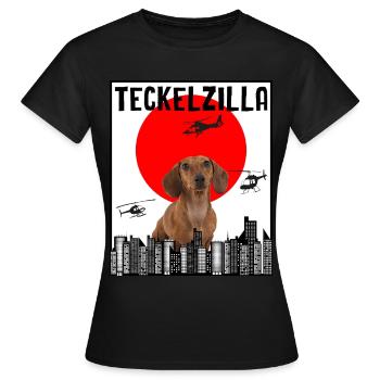 Hund Dackel Heftiger Humor Dackel Film Japan - Frauen T-Shirt - Schwarz - Vorne - AI Model Female 172 dark (172cm)
