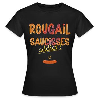 Ile De La Réunion Cuisine Rougail Saucisse Addict - T-shirt Femme - noir - Devant - AI Model Female 172 dark (172cm)