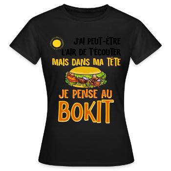 Guadeloupe Bokit Cuisine Antilles Nostalgie Homme - T-shirt Femme - noir - Devant - AI Model Female 172 dark (172cm)