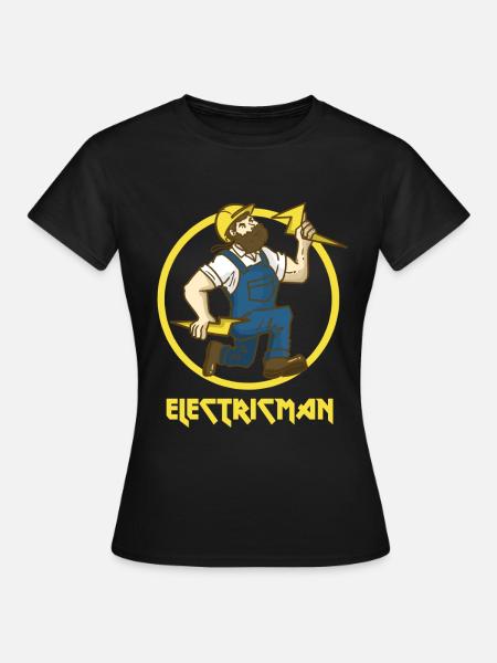 Elektriker Superheld Strom Blitz Geschenk Beruf - Frauen T-Shirt - Schwarz