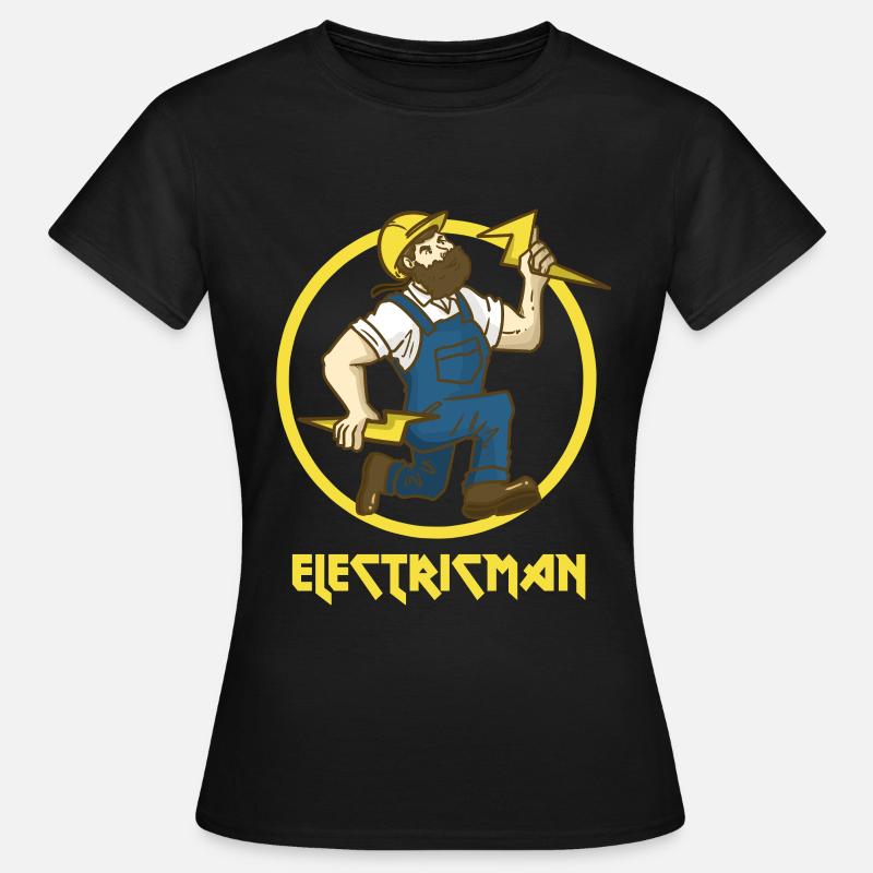 Elektriker Superheld Strom Blitz Geschenk Beruf - Frauen T-Shirt - Schwarz