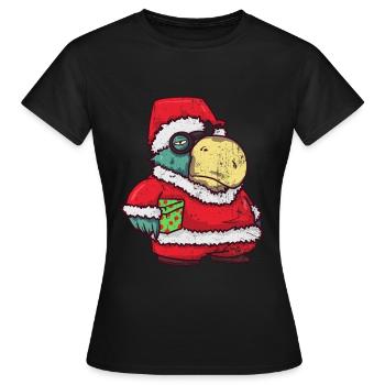 Cadeau perroquet Père Noël Noël - T-shirt Femme - noir - Devant - AI Model Female 172 dark (172cm)