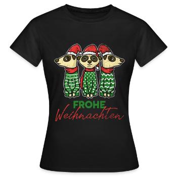 Erdmännchen Clan Weihnachten Weihnachtsmann - Frauen T-Shirt - Schwarz - Vorne - AI Model Female 172 dark (172cm)