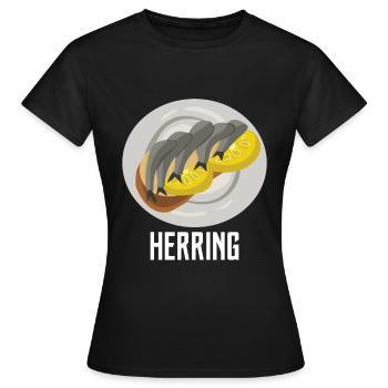 Hering Speisefische - Frauen T-Shirt - Schwarz - Vorne - AI Model Female 172 dark (172cm)