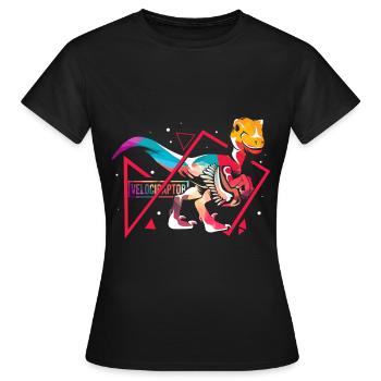 Velociraptor Polygon - Frauen T-Shirt - Schwarz - Vorne - AI Model Female 172 dark (172cm)