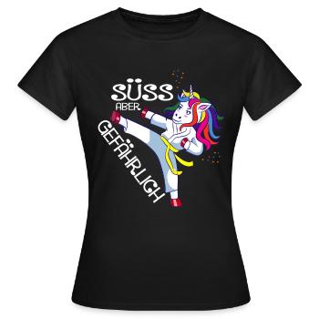 Einhorn Karate Judo Mädchen Selbstverteidigung - Frauen T-Shirt - Schwarz - Vorne - AI Model Female 172 dark (172cm)