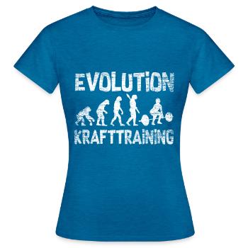Krafttraining Entwicklung - Frauen T-Shirt - Antikblaues Saphir meliert - Vorne - AI Model Female 172 dark (172cm)