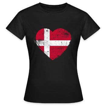 Coeur danois - T-shirt Femme - noir - Devant - AI Model Female 172 dark (172cm)