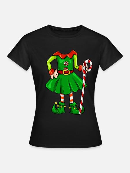 T-shirt con costume da ragazza elfo di Natale divertente - Maglietta da donna - nero