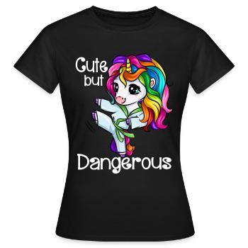 Jolie fille de licorne karaté self-défense - T-shirt Femme - noir - Devant - AI Model Female 172 dark (172cm)