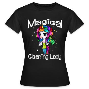 Cleaning lady unicorn cleaning staff - Women's T-Shirt - black - Front - AI Model Female 172 dark (172cm)
