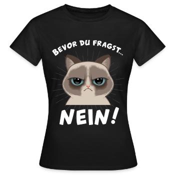 mürrische Katze - Frauen T-Shirt - Schwarz - Vorne - AI Model Female 172 dark (172cm)
