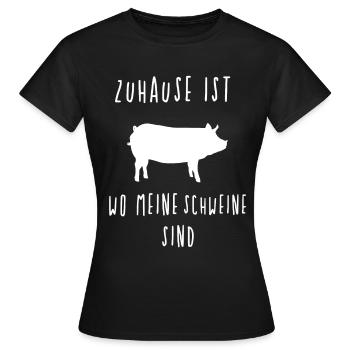 Zuhause ist wo meine Schweine sind - Frauen T-Shirt - Schwarz - Vorne - AI Model Female 172 dark (172cm)