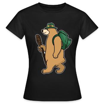 Backpacker Bär - Frauen T-Shirt - Schwarz - Vorne - AI Model Female 172 dark (172cm)