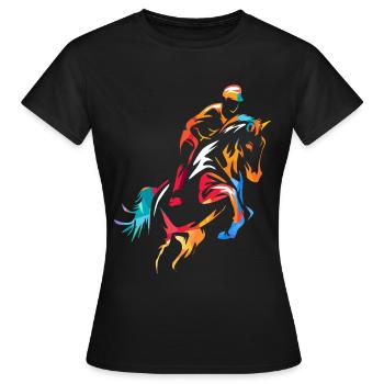 Springreiten Pferdesport Pferde - Frauen T-Shirt - Schwarz - Vorne - AI Model Female 172 dark (172cm)