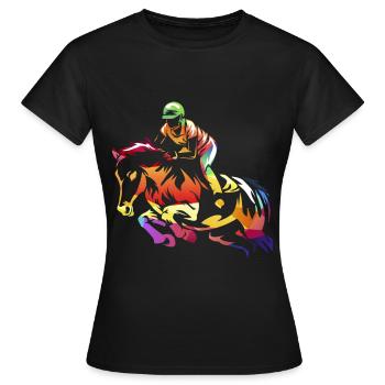 Springreiten Pferdesport Hürdenspringen - Frauen T-Shirt - Schwarz - Vorne - AI Model Female 172 dark (172cm)